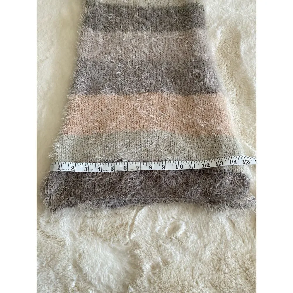 Boho Super Soft Knit Fuzzy Angora‎ Scarf Neutral